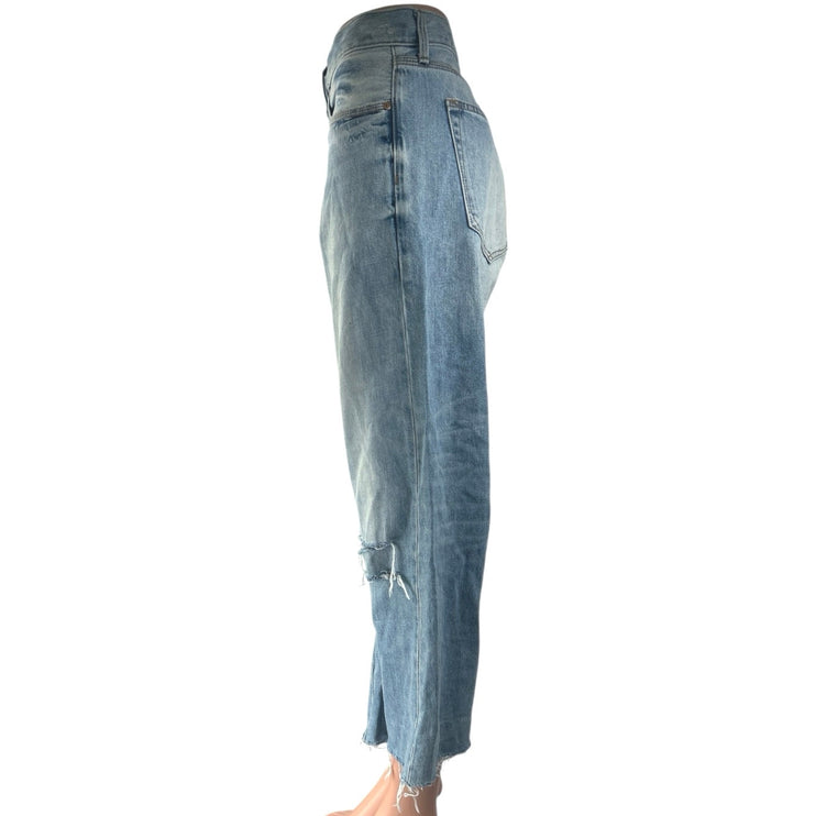Gap 1969 Women's Blue Distressed High Rise Baggy Wide Leg Denim Jeans Size 33R