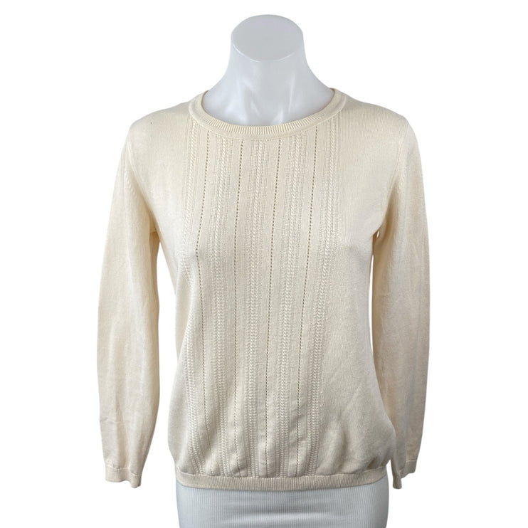 Banana Republic Women's Cream Long Sleeve Crew Neck Knit Sweater Top Size S