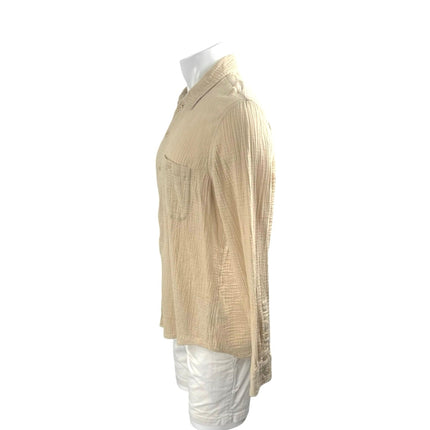 Club Monaco Beige Textured Collared Long Sleeve Casual Button Down Shirt Top L