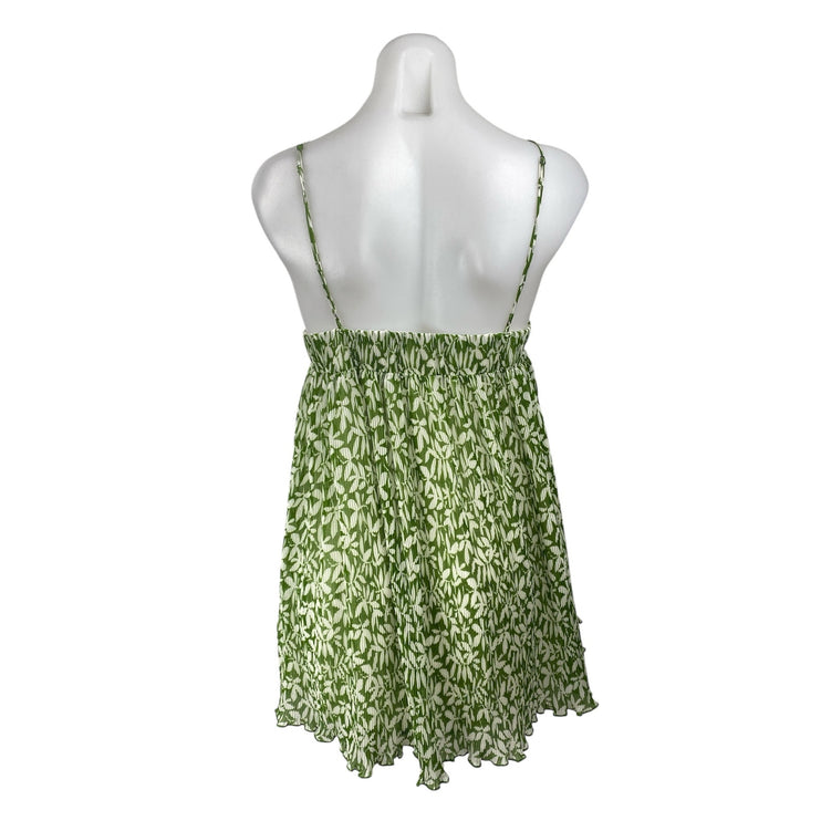 Abercrombie & Fitch Green Floral Sleeveless Mini Cami Tank Flare A-Line Dress L