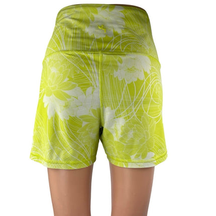 JoyLab Womens Green White Floral High Rise Running Athletic Biker Shorts Size XL