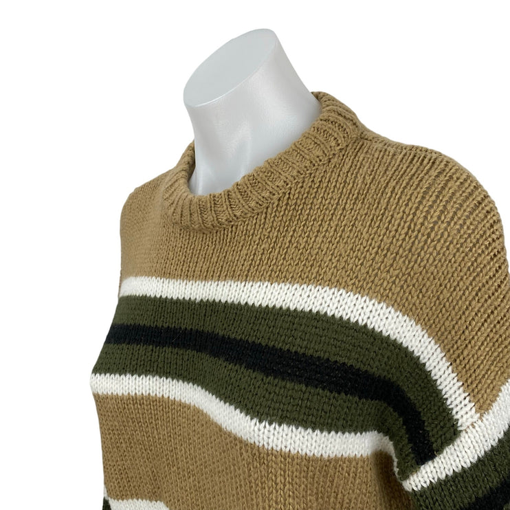 Urban Outfitters Women's Tan Green Striped Colorblock Knit Sweater Top Size S