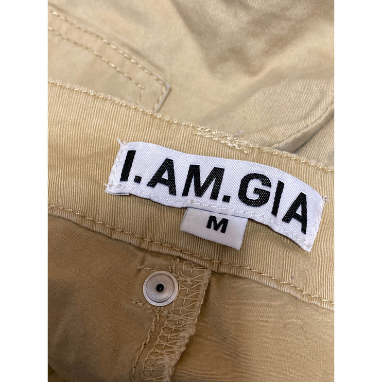 I.AM.GIA Women's Tan Khaki Ruched High Rise Utility Straight Cargo Pants Size M