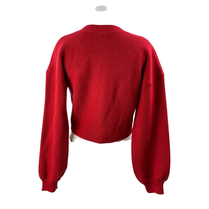 Peppermayo Women's Red Long Balloon Sleeve Button Down Cardigan Sweater Size S/M