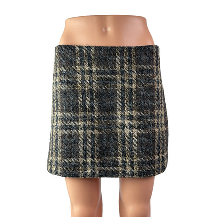 Steve Madden Womens Gray Wool Plaid Tweed High Rise Mini Straight Pencil Skirt M