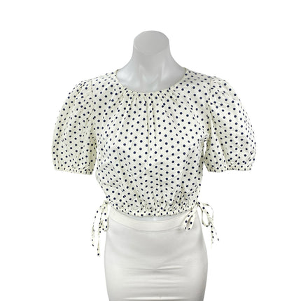 NEW Vineyard Vines Resort Stretch Polka Dot Puff Sleeve Crop Blouse Top Size S