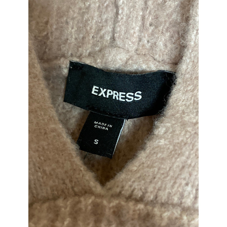 Express Women's Pink Waffle Knit Hoodie Hooded Long Sleeve Sweater Top Size S