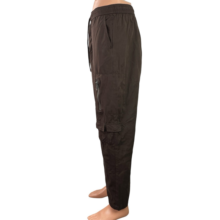 FOREVER 21 Mens Dark Brown Drawstring Pockets Straight Leg Cargo Trouser Pants M