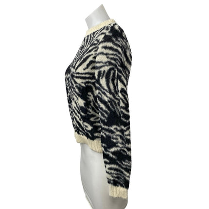 NEW MNG Women's Multicolor Zebra Animal Print Long Sleeve Crop Sweater Top Sz M