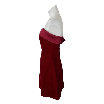 Commense Red Strapless Sleeveless Knit Tube Bandeau A Line Mini Dress Size S