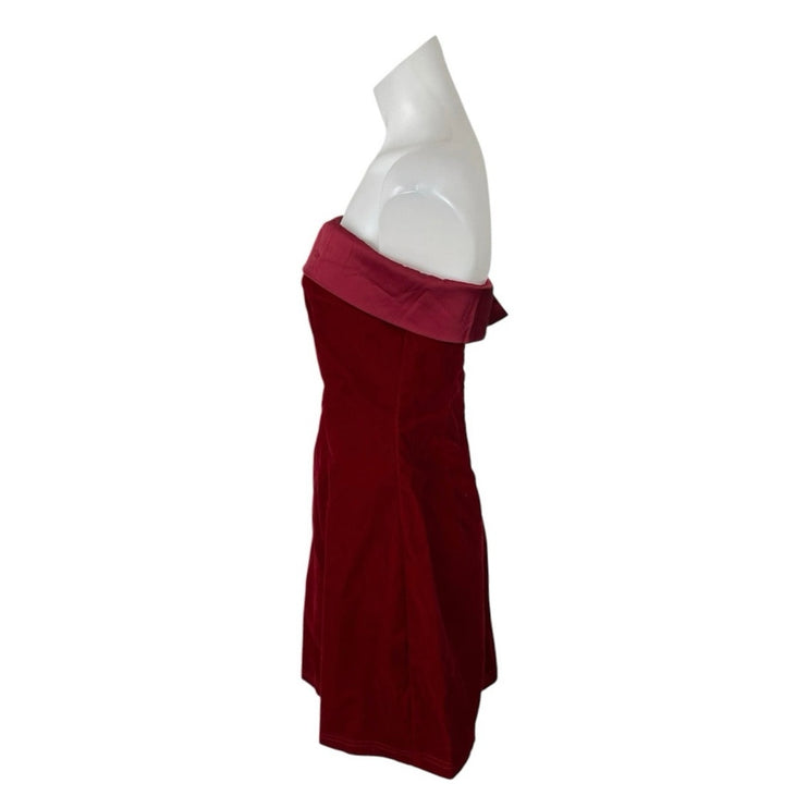 Commense Red Strapless Sleeveless Knit Tube Bandeau A Line Mini Dress Size S