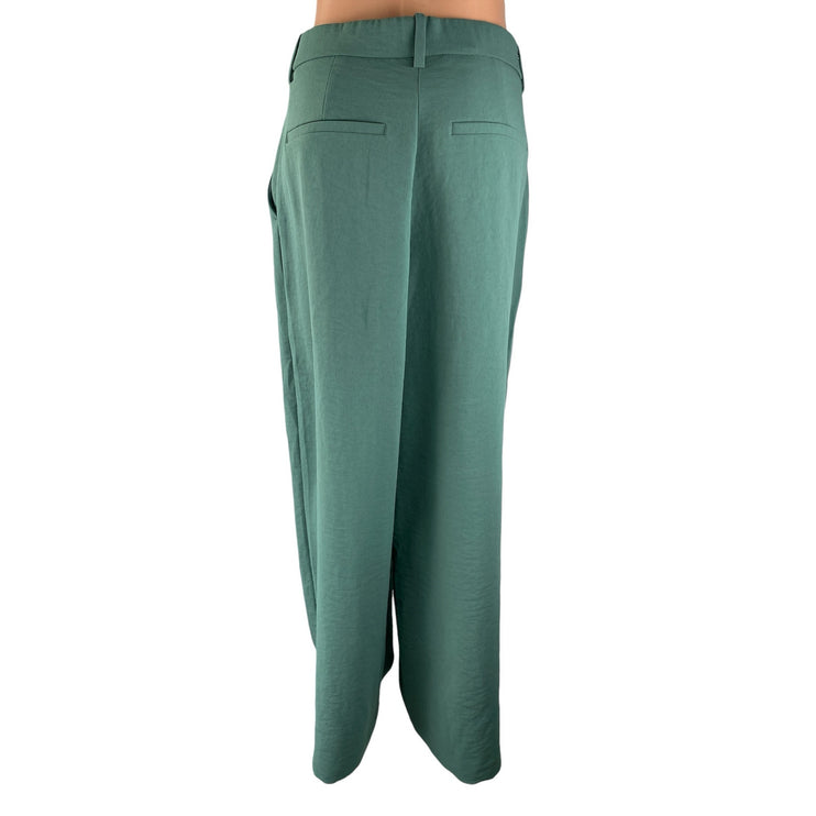 Abercrombie & Fitch Women's Green Pleated High Rise Wide Leg Dress Pants Size 30