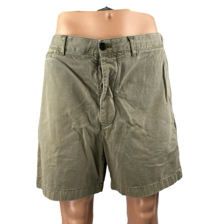 Alex Mill Men's Olive Green High Waist Straight Leg Chino Khaki Shorts Size 36