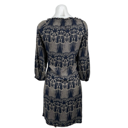 Banana Republic Black Peasant Floral Smocked Button Up Mini Shirt Dress Size S