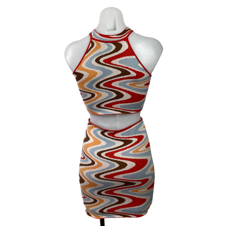 Princess Polly Savana Multicolor Sleeveless Halter Cutouts Halter Mini Sz XS/S