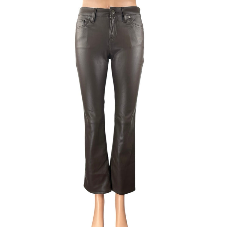 NEW Banana Republic Brown Faux Leather Mid Rise Flared Bootcut Trousers Pants 24