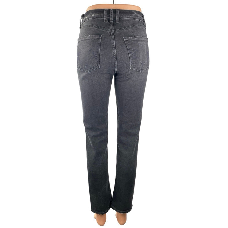 McGuire Women's Black Washed High Rise Slim Straight Leg Denim Jeans Size 25