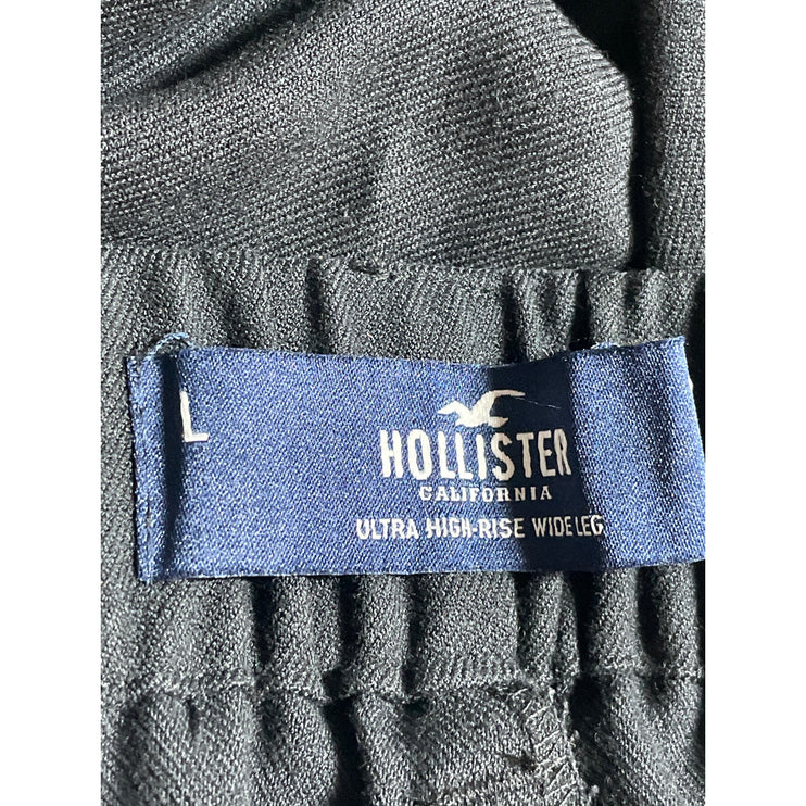 Hollister Women's Black High Waisted Pleated Wide Leg Trousers Pants Size L