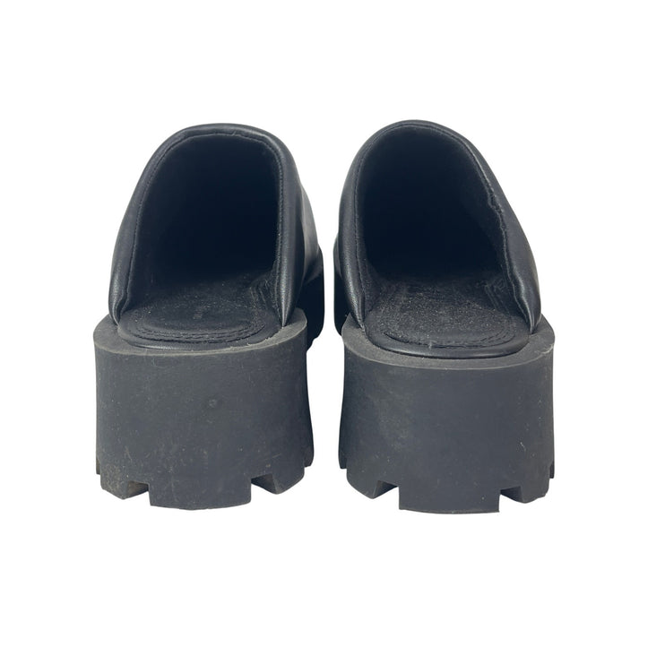 Oak + Fort Women's Black Chunky Platform Lug Sole Square Toe Clog Mules Size 8