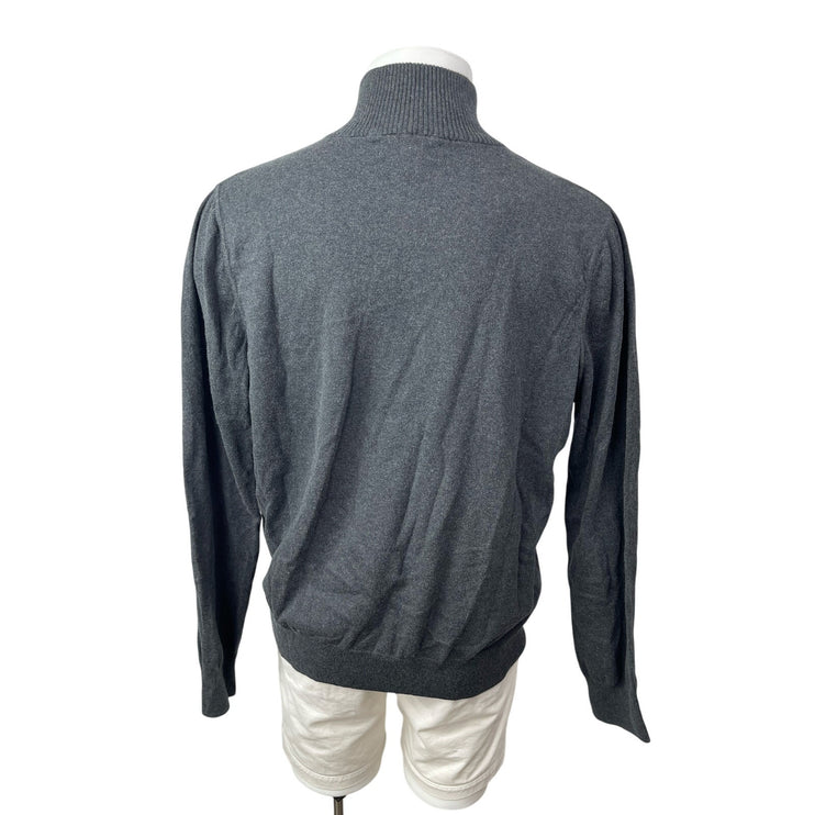 J.Crew Men's Gray Cashmere Quarter Zip Knit Long Sleeve Sweater Top Size XL