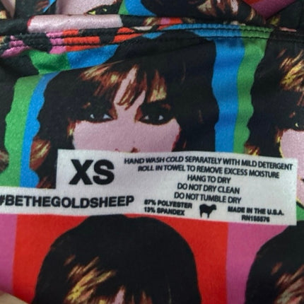 Goldsheep Lisa Rinna Multicolor Face Print Pop Art Skinny Yoga Leggings Pants XS