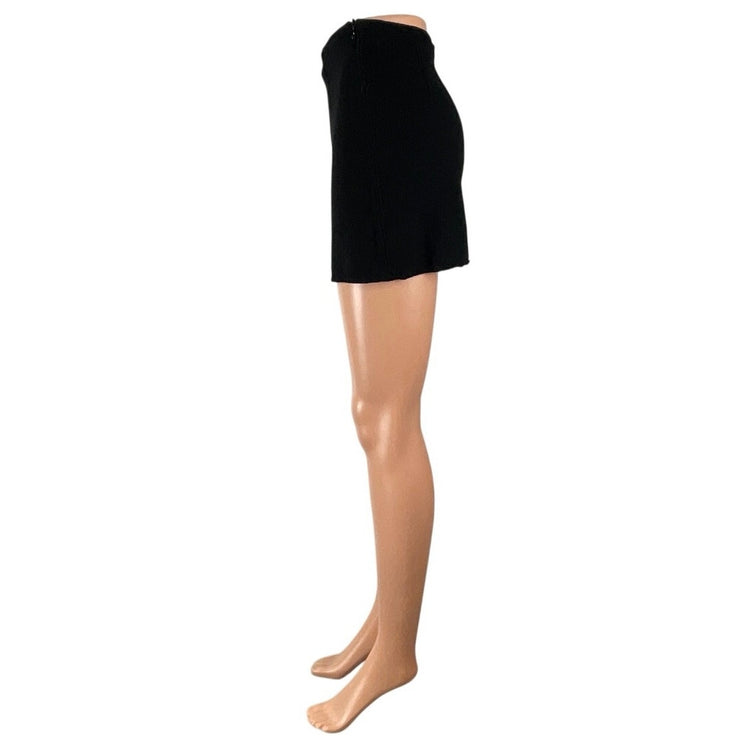 Princess Polly Women's Black Linen High Rise Mini A-Line Straight Pencil Skirt 4