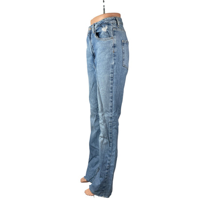 Zara Women's Light Blue Distressed High Rise Bootcut Flare Denim Jeans Pants 6