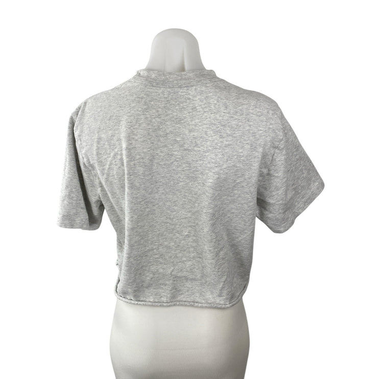 Aime Leon Dore Women's Gray Heather Mulberry Boxy Cropped T Shirt Tee Top Size M