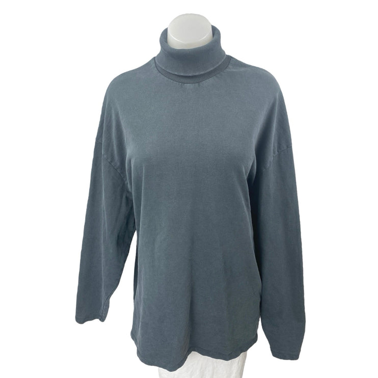 Collusion Women's Blue Long Sleeve Turtleneck Logo Loose Fit Sweater Top Size 4
