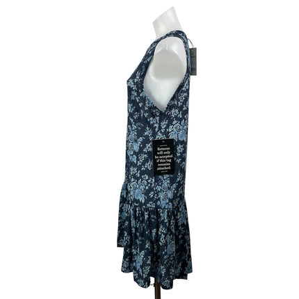 NEW Tuckernuck Blue Floral Sleeveless Ruffle Drop Waist Tank Mini Dress Size M