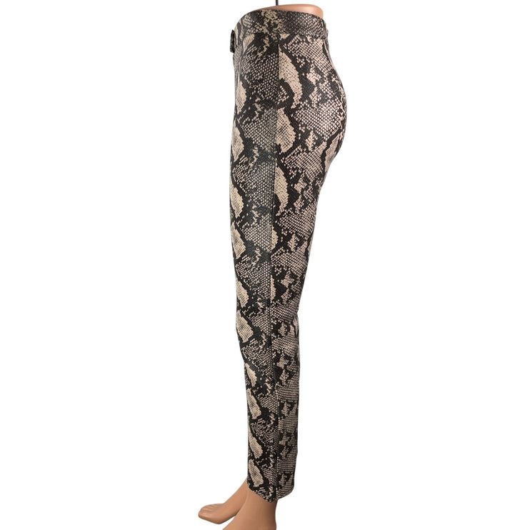 Urban Outfitters Women's Beige Snakeskin Animal Print Straight Trousers Pants 0