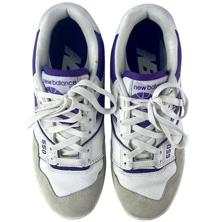 New Balance 550 Women's White Purple Lace Up Low Top Athletic Sneakers Shoes 7