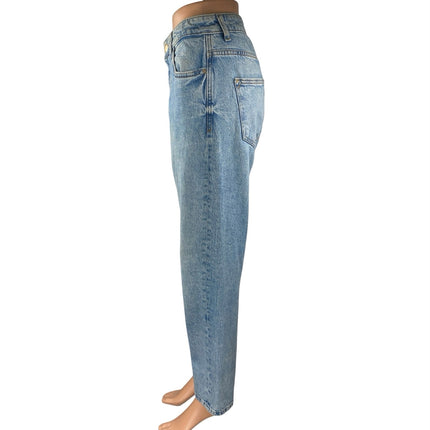 Zara Women's Blue Medium Wash High Waisted Straight Leg Denim Jeans Pants Size 6