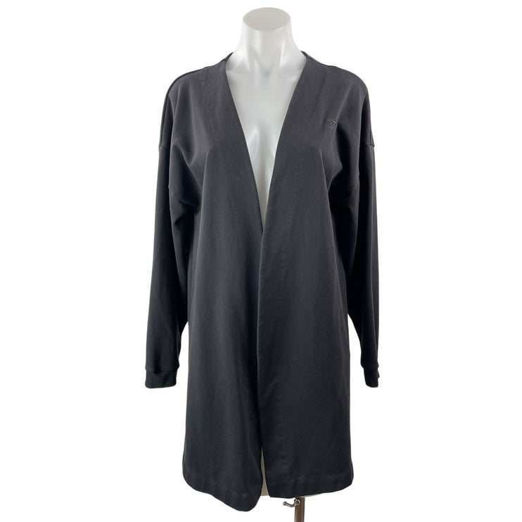 Gymshark Women's Black Long Sleeve Knit Midi Open Cardigan Sweater Top Size M