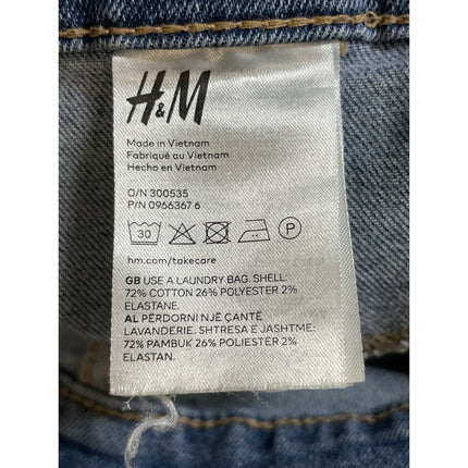 H&M Women's Blue Distressed High Waisted Medium Wash Skinny Denim Jeans Size 8