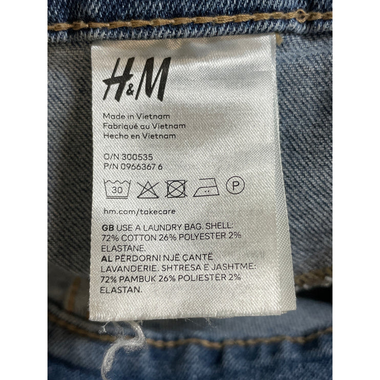 H&M Women's Blue Distressed High Waisted Medium Wash Skinny Denim Jeans Size 8