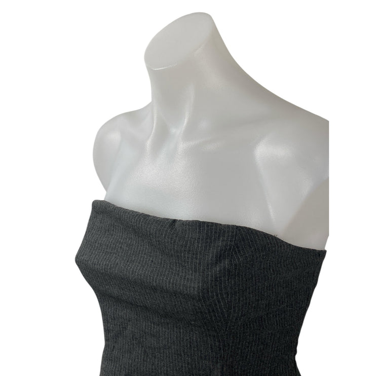 Zara Women's Black Tube Strapless Bandeau Striped Peplum Blouse Top Size S
