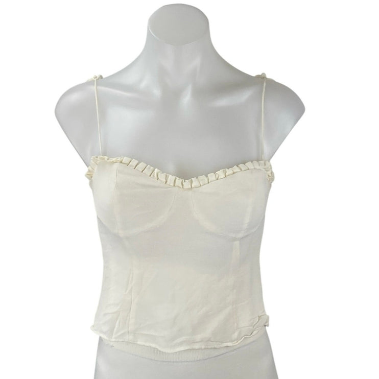 Reformation Novena Cream Corset Bustier Tie Strap Sleeveless Cami Crop Top Sz 6