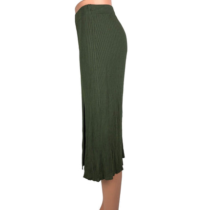 Aritzia Wilfred Sage Frost Olive Green Slit Rib Knit High Rise Midi Skirt Size S