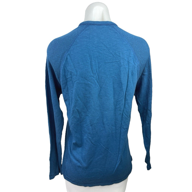 Calvin Klein Blue Cotton Knit V-neck Casual Long Sleeve Pullover T Shirt Top S