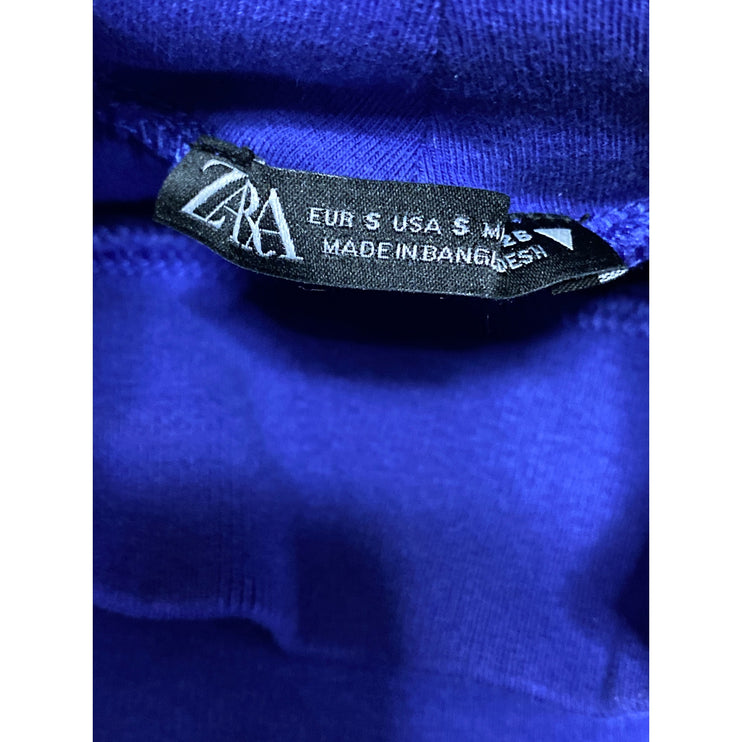 Zara Women's Royal Blue Turtleneck Sleeveless Slim Fit Crop Vest Tank Top Size S