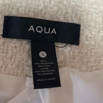 Aqua Boucle Contrast Cream Black Tweed Colorblock Long Sleeve Blazer Jacket S
