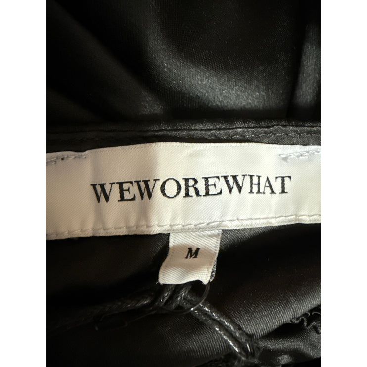 NEW WeWoreWhat Black Long Puff Sleeve Cutout Waist A Line Midi Dress Size XS