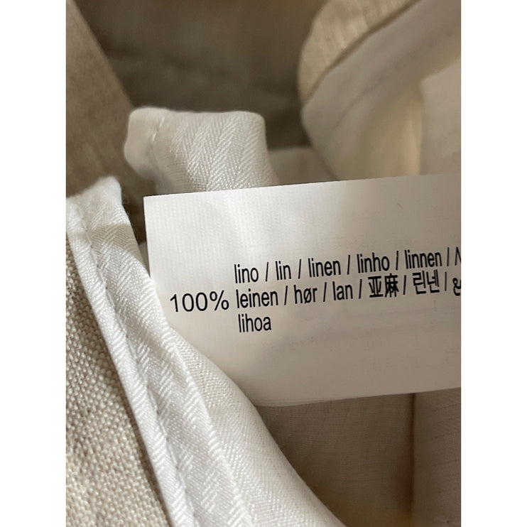 Zara 100% Linen Women's Beige High Rise Straight Chino Trousers Dress Pants Sz S