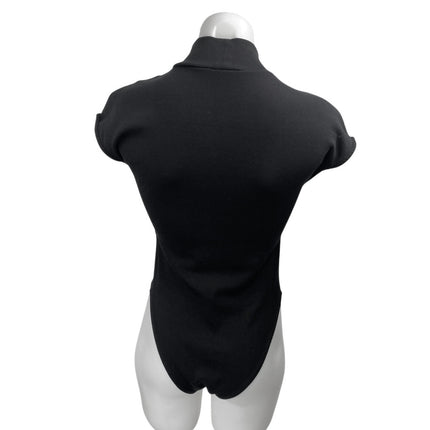 Aritzia Contour Women Black Short Sleeve Mock Neck T Shirt Bodysuit Top Size M