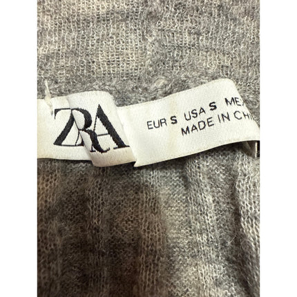 Zara Women's Gray Wool Long Sleeve Ribbed Knit Turtleneck Sweater Top Size S
