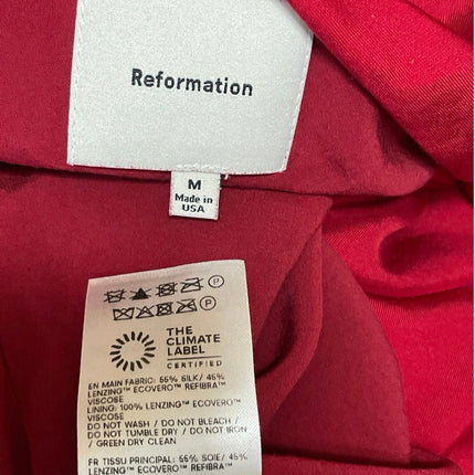 Reformation Louisa Women's Red Sleeveless Silk Twill Tie Bow Mini Dress Size M