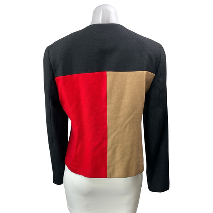 Louis Feraud Women's Multicolor Wool Blend Colorblock Zip Front Shacket Jacket M