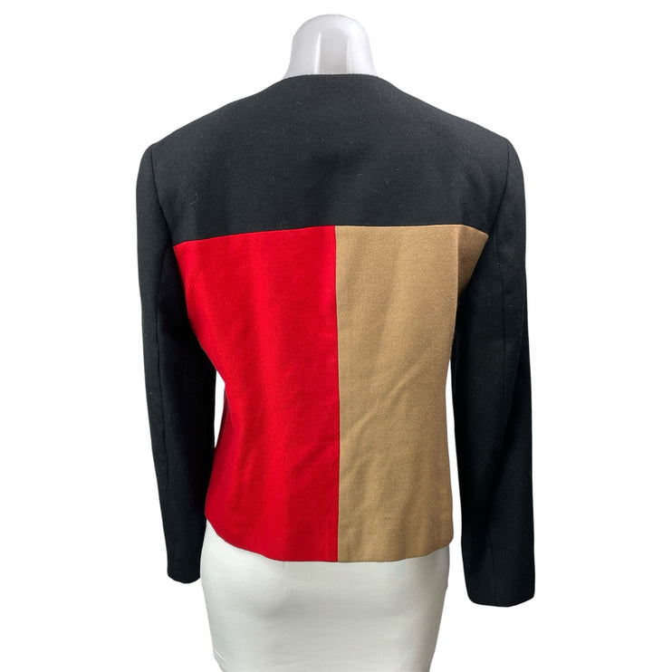 Louis Feraud Women's Multicolor Wool Blend Colorblock Zip Front Shacket Jacket M