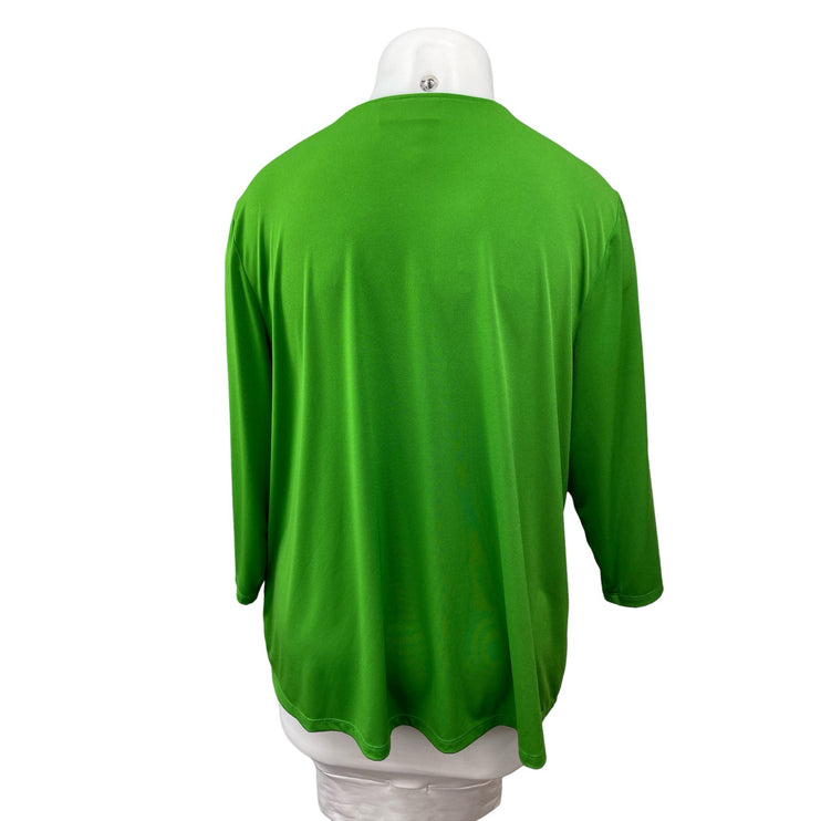 Lane Bryant Women's Green Long Sleeve V Neck Casual Shirt Blouse Top Size 22/24